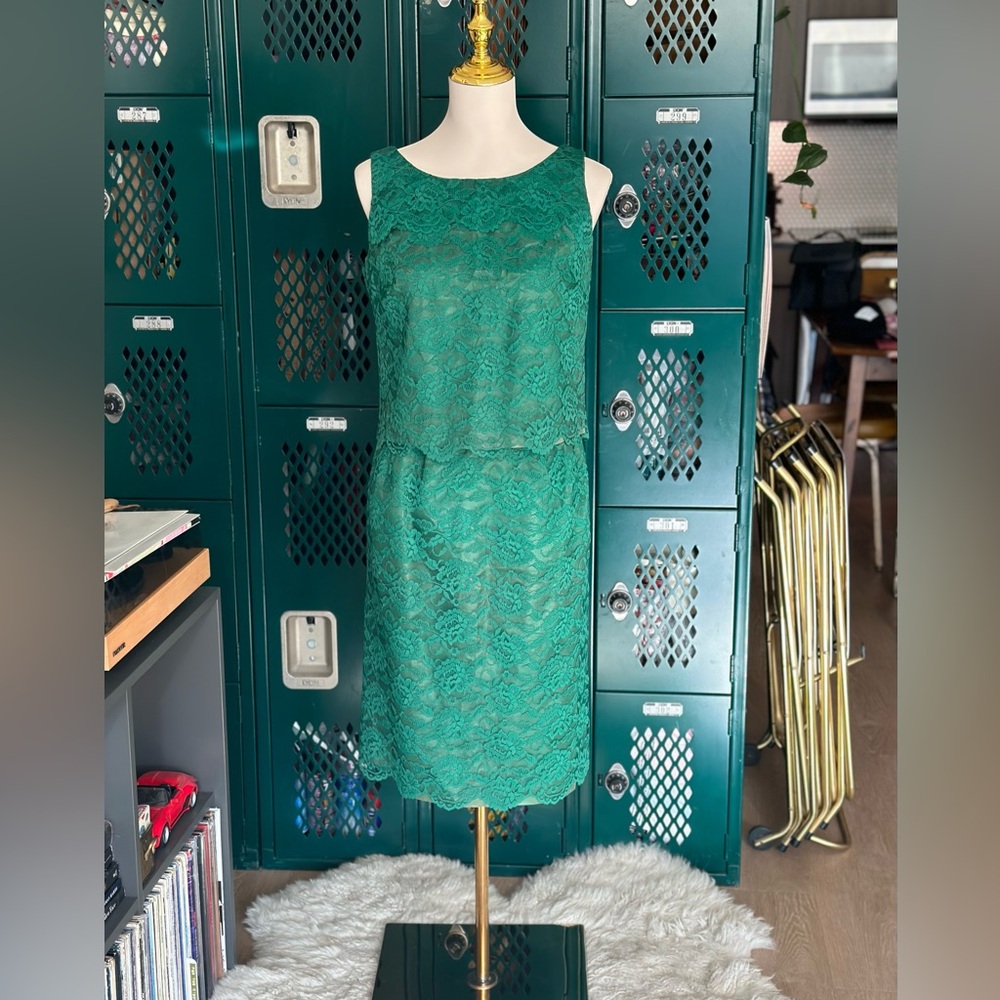 Vintage 2 piece emerald cocktail pencil skirt set Flair of Miami